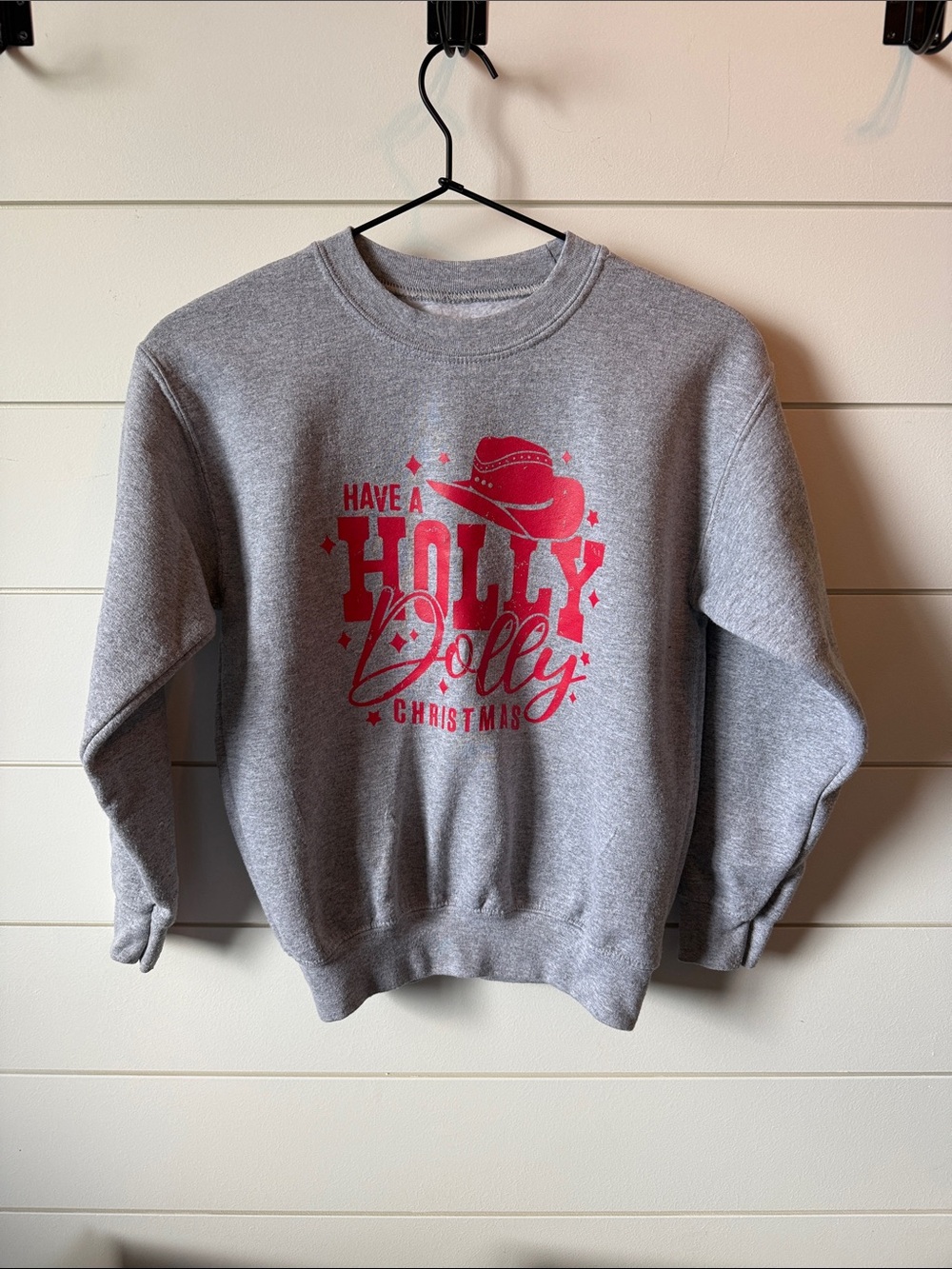Gray Sweatshirt with pink “Holly Dolly” Graphic